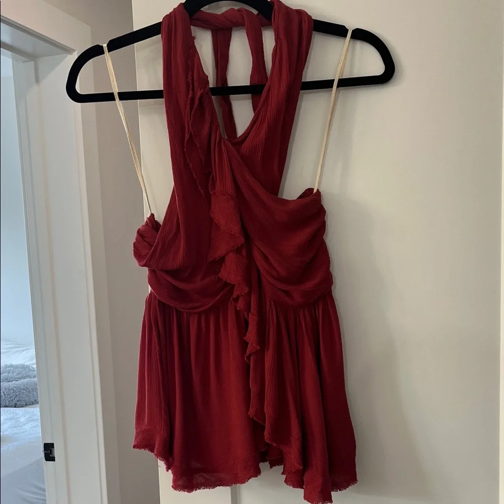 Free People Red Halter Ruffle Women’s Top